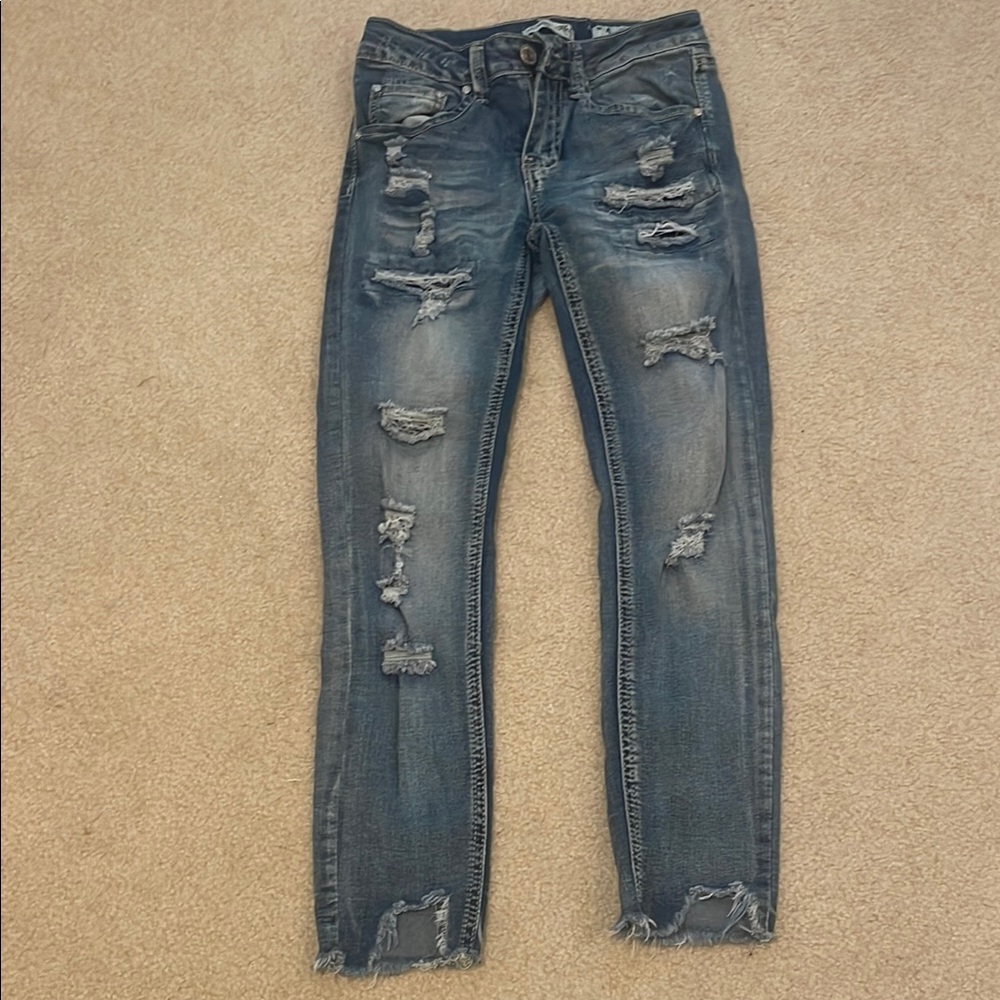 Distressed Blue Jeans